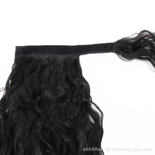 aishili wholesale long water wave drawtring ponytails synthetic extension for black women